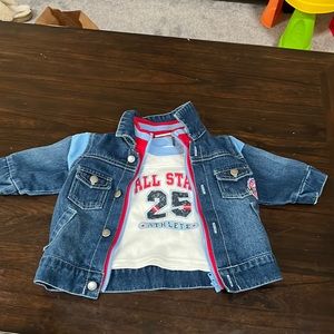 Jean jacket and long sleeve shirt size 6-9 months